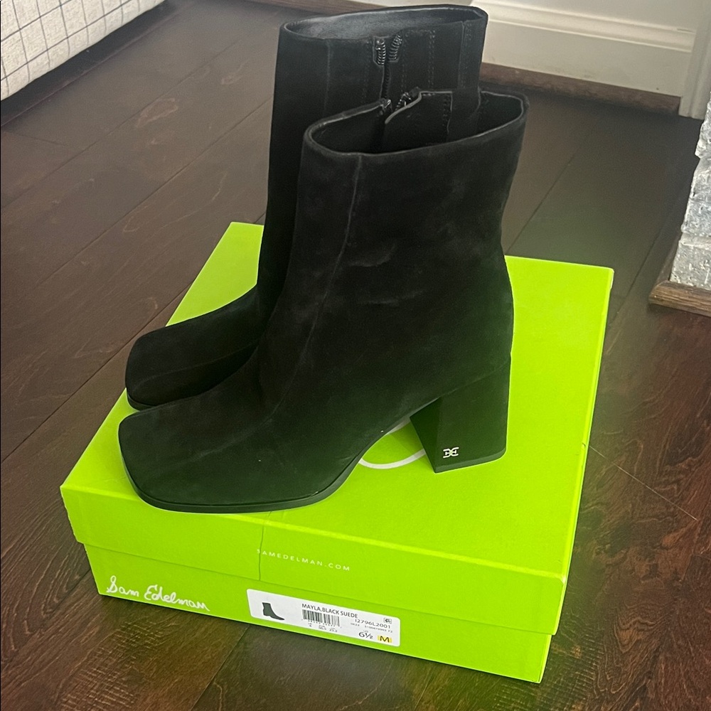 Sam Edelman Black Suede Heeled Boots